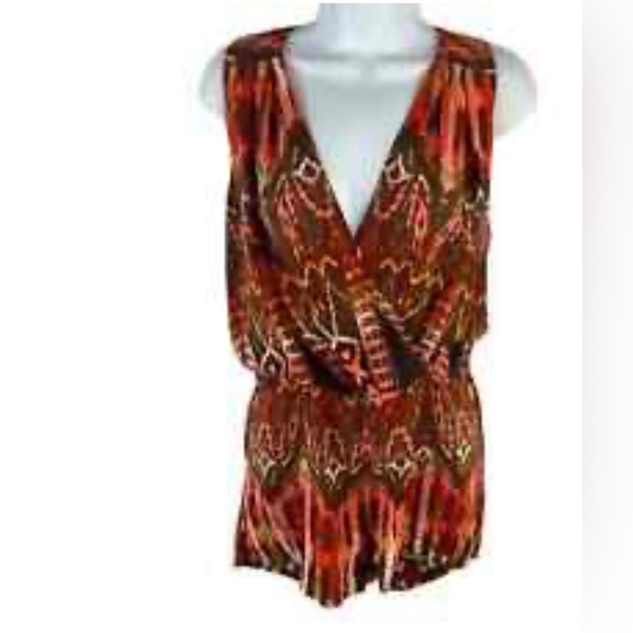 On Twelfth  Floral Romper Size S Sleeveless  Multicolor Shorts Shelf Open Back. - Picture 2 of 16